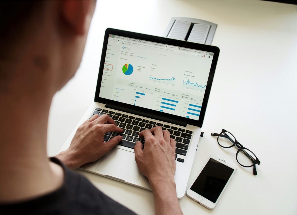 KPIs and graphs on laptop