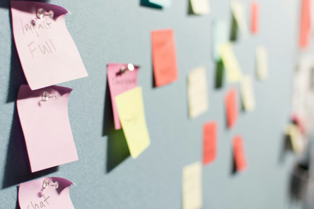 sticky notes on wall